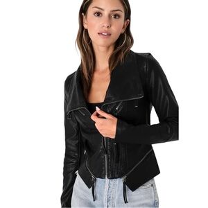 NEW Lulus Black Faux Leather Up On A Tuesday Moto Jacket